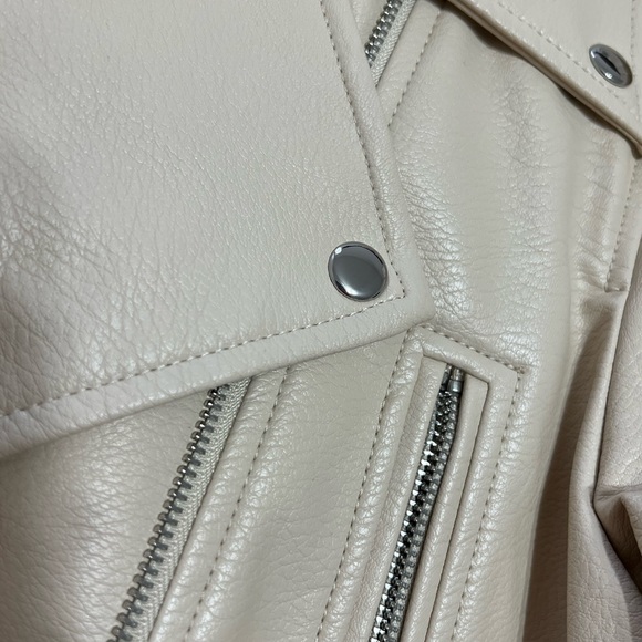 Elizabeth and James Cream Leather Jacket - Picture 3 of 5